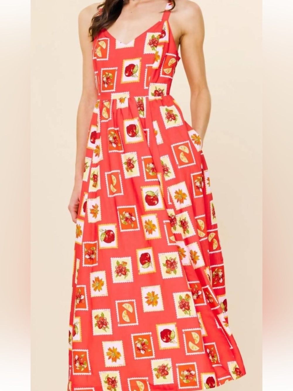 Skies Are Blue Printed Maxi Skirt with Fruit Motifs